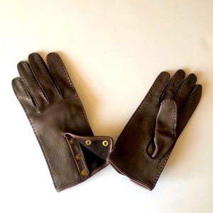 Genuine deerskin leather topstitch & snaps gloves